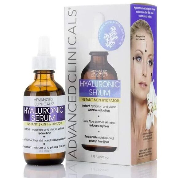 Advanced Clinicals Hyaluronic Acid Face Serum Rare Marine Extracts 1.75 Fl Oz - Picture 1 of 9